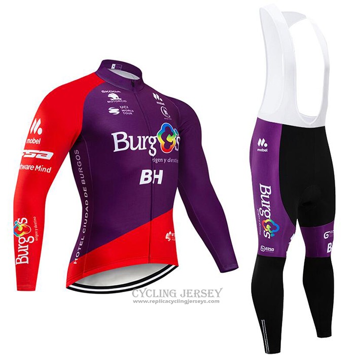 2020 Cycling Jersey Burgos BH Purple Red Long Sleeve And Bib Tight